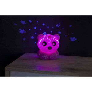 Usínací lampička medvídek s projektorem - růžový