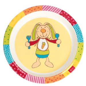 Melamin baby talířek s motivem Rainbow Rabbit se silikonem (