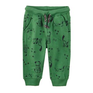 Sportovní kalhoty s pejsky- zelené - 62 GREEN