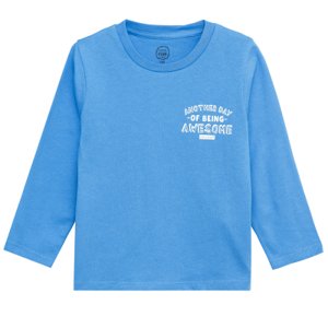 Tričko s dlouhým rukávem a nápisem- modré - 98 BLUE