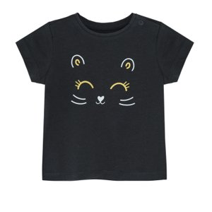 Tričko krátký rukáv s kočičkou- grafitové - 62 GRAPHITE