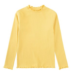 Žebrované tričko s dlouhým rukávem- žluté - 164 YELLOW