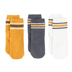 Ponožky 3 ks- oranžová, bílá, šedá - 22_24 MIX