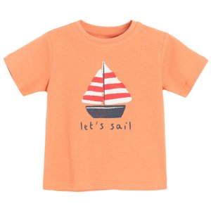 Tričko s krátkým rukávem s plachetnicí -oranžové - 62 ORANGE