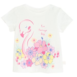 Tričko s krátkým rukávem s květinami -krémové - 62 CREAMY