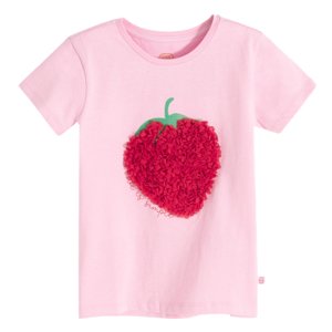 Tričko s krátkým rukávem s aplikací jahody -růžové - 92 PINK