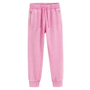 Teplákové kalhoty se zipy -růžové - 98 PINK