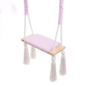 ELIS DESIGN Dětská rovná houpačka Wood Swing barva: růžová
