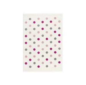 Livone Dětský koberec - krémový s puntíky barva: krémovo/růžová-stříbrnošedá, rozměr: 120 x 180 cm