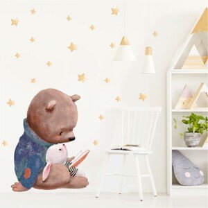 DEKORACJAN Nálepka na stěnu - Medvídek s knížkou