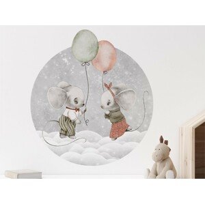 DEKORACJAN Nálepka na zeď - Krajina snů - Myšky s balónky Velikost: L