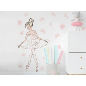 DEKORACJAN Nálepka na zeď - Baletka s květy