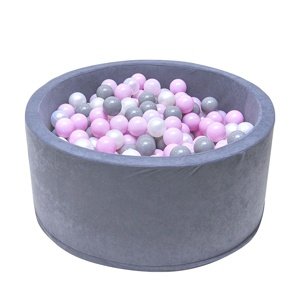 eliNeli Dětský suchý BAZÉNEK 90x40 s míčky 200 ks, šedý barva míčků: růžový