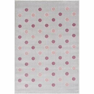 Livone Dětský koberec - krémový s puntíky barva: stříbrnošedá-růžová, rozměr: 120 x 180 cm