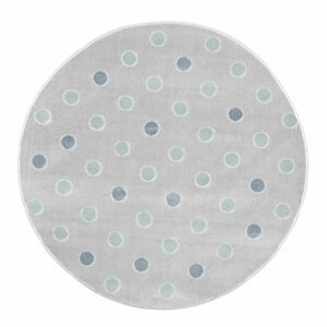 Livone Dětský koberec kulatý s puntíky barva: stříbrno/šedá - mátová, rozměr: 133 cm