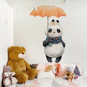 DEKORACJAN Nálepka na stěnu - Panda s deštníkem