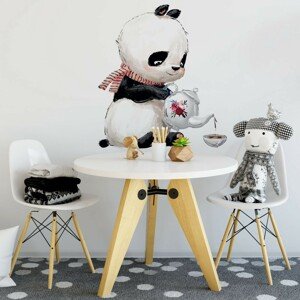 DEKORACJAN Nálepka na stěnu - Panda s konvičkou