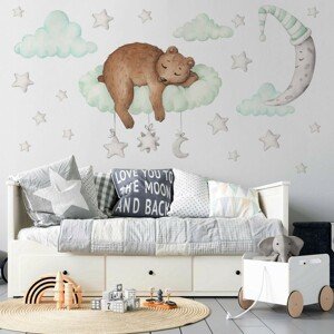 DEKORACJAN Nálepka na zeď - Spící medvídek