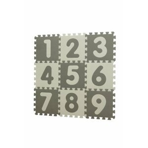 BABYDAN Hrací podložka puzzle Grey s čísly 90 x 90 cm