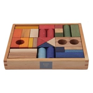 Wooden Story Kostky v dřevěné krabičce - 30 ks - Duhové