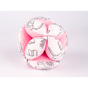 MyMoo Montessori úchopový míček - Lesní zvířátka/růžová