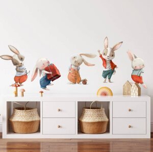 Dětské samolepky na zeď - Malí králíčci z pohádky 90x70