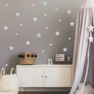 Modré hvězdičky - samolepky na zeď pro kluka 90x30