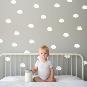 Bílé obláčky - nálepky na zeď do dětského pokoje 90x30