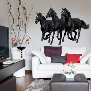 Samolepka na zeď - Tři černé koně N.2 – 90 × 135cm 90x70