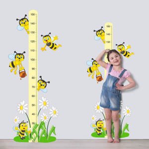 Samolepky do dětského pokoje - Dětský metr se včelkami 90x80