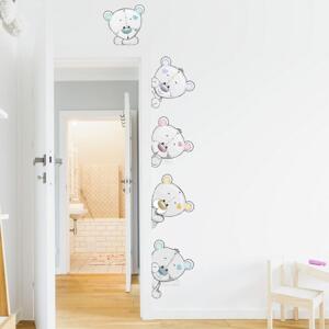 Dětské samolepky na zeď - Šedí plyšoví medvídci kolem dveří N.2 – VLEVO OD DVEŘÍ 90x70