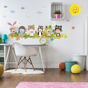 Dětské samolepky na zeď - Kamarádi na louce N.2 – 50 × 146 cm + doplňky 90x70