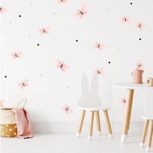 Dětské samolepky na zeď - Růžoví motýlci 90x40