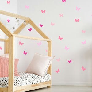 Motýlky v růžovém provedení - samolepky na zeď pro dívku 90x30