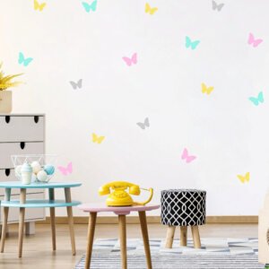 Samolepky do pokoje - Hravé barevné motýlky 90x30