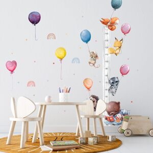 Metr na zeď pro děti - Létající zvířátka a balóny 90x110