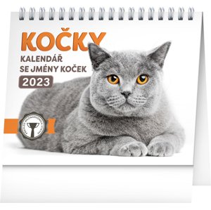 Presco Group Stolní kalendář Kočky – se jmény koček 2023