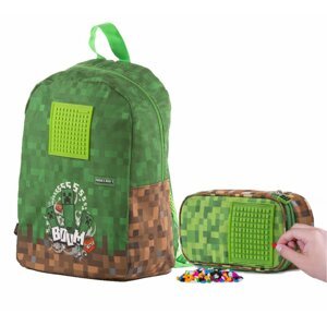 Pixie Crew Školní set Minecraft dvoudílný, s jednokomorovým batohem