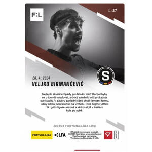 Fotbalová karta Fortuna Liga 23-24 L-37 Veljko Birmančević