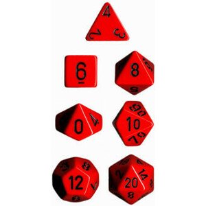 Sada kostek Chessex Opaque Polyhedral 7-Die Set - Red with Black