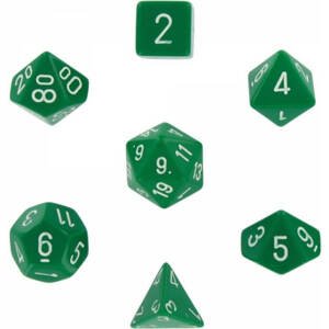 Sada kostek Chessex Opaque Polyhedral 7-Die Set - Green with White