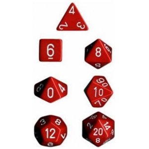 Sada kostek Chessex Opaque Polyhedral 7-Die Set - Red with White