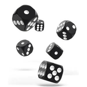 Chessex Opaque 16mm d6 with pips Dice Blocks (12 Dice) - Black w/white