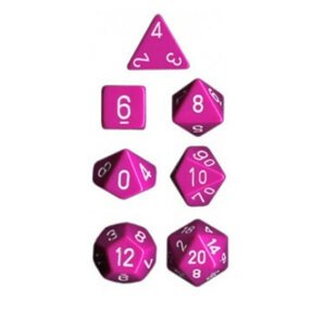 Sada kostek Chessex Opaque Polyhedral 7-Die Set - light Purple with White