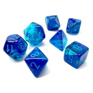 Sada kostek Chessex Gemini Blue-Blue/Light Blue Luminary Polyhedral 7-Die Set