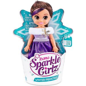 Zuru Princezna zimní Sparkle Girlz malá v kornoutku hnědé vlasy a fialové šaty
