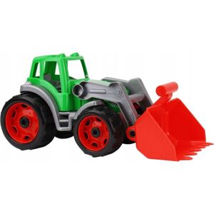 Traktor-nakladač-bagr se lžící plast na volný chod zelený