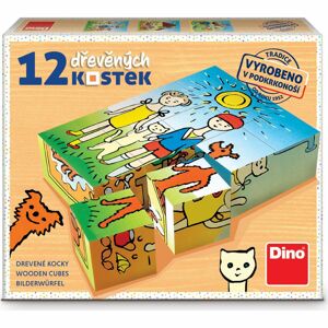 Dino Pejsek a kočička 12 dřevěné kostky