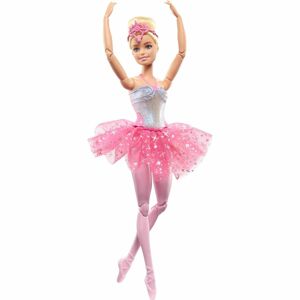 Mattel Barbie svítící magická baletka s růžovou sukní HLC25