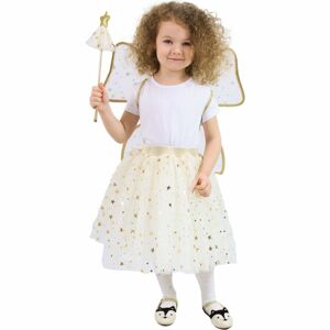 Rappa Dětský kostým tutu sukně zlatá víla s hůlkou a křídly 104 - 146 cm